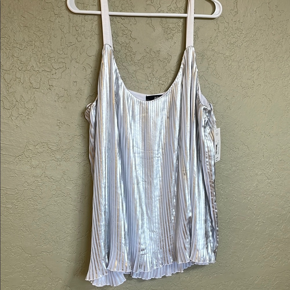 a.n.a Silver Pleated Camisole Top
